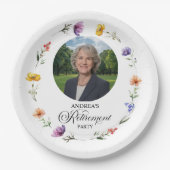 Special Photo Elegant Floral Retirement Party Pappteller (Vorderseite)