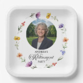 Special Photo Elegant Floral Retirement Party  Pappteller (Vorderseite)