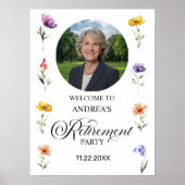 Special Photo Elegant Floral Retirement Party Poster (Vorne)