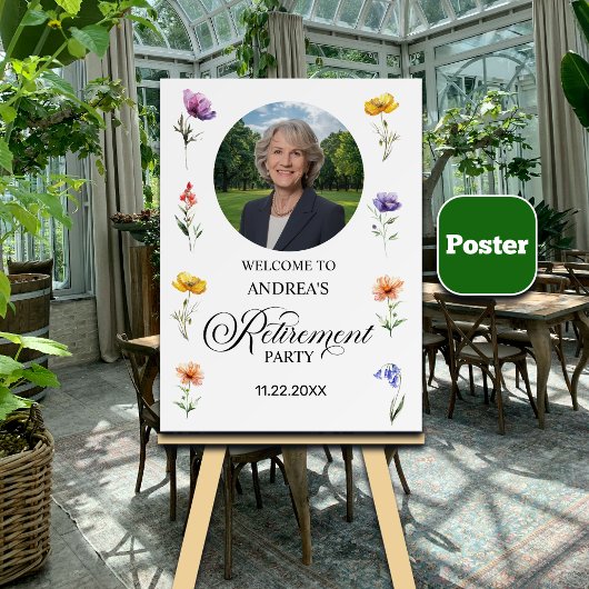 Special Photo Elegant Floral Retirement Party  Poster