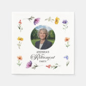 Special Photo Elegant Floral Retirement Party Serviette (Vorderseite)