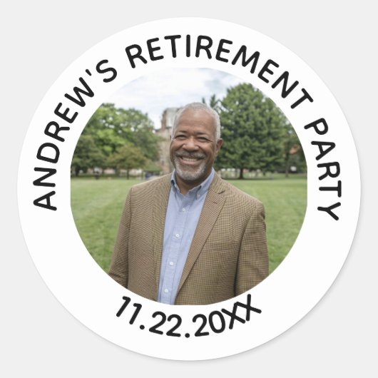 Special Photo Elegant Retirement Party Runder Aufkleber (Vorderseite)