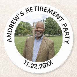 Special Photo Elegant Retirement Party Runder Pappuntersetzer