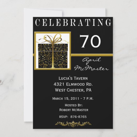 Special Present 70. Geburtstagsparty Einladung (Vorderseite)