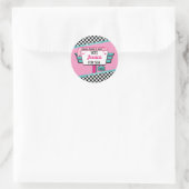 Special Retro Diner Pink & Aquamarin Sock Hop aus Runder Aufkleber (Tasche)