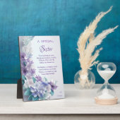Special Sister Gedicht Pastel Mauve Blue Floral Fotoplatte (Seite)