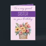 Special Sister gerberbera lila rosa Geburtstag Karte<br><div class="desc">Feiern Sie den besonderen Tag Ihrer Schwester mit einem pulsierenden Bouquet Gerberas,  das Freude,  Liebe und Freundschaft symbolisiert! Diese fröhlichen Blüten sind der perfekte Weg,  Ihnen zu zeigen,  wie viel sie Ihnen bedeutet. Personalisieren Sie Ihre Geburtstagskarte mit einer herzlichen Nachricht. rosa/Lila</div>