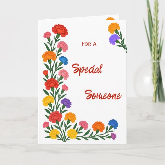Special Someone Carnation Flowers Birthday Card Karte (Vorderseite)