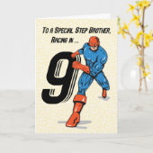 Special Step Brother 9th Birthday Superheld Karte (Gelbe Blume)