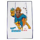 Special Superheld Phantastisch Flying Foto Geburts Mittlere Geschenktüte (Rückseite)
