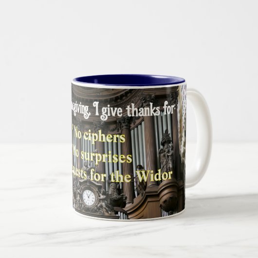 Special thanksgiving mug for organists zweifarbige tasse (VorderseiteRechts)