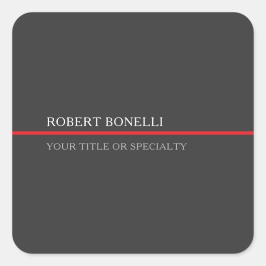 Special Unique Grey Red Elegant Modern Quadratischer Aufkleber (Vorderseite)