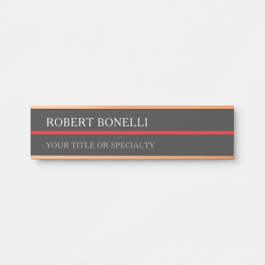 Special Unique Grey Red Elegant Modern Türschild (Vorderseite )