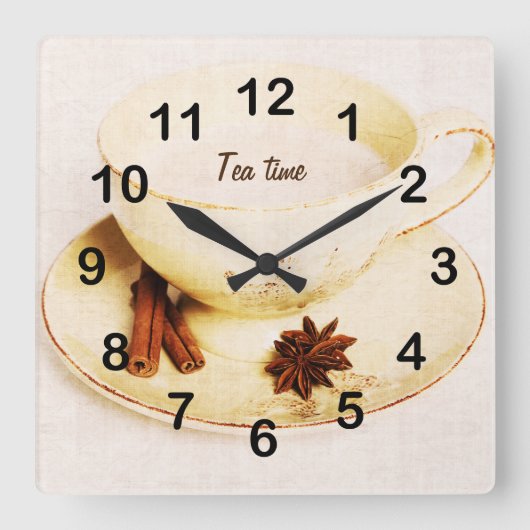 Specialty chai tea cup quadratische wanduhr (Vorderseite)
