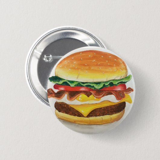 Speck-Ei u. Cheeseburger-Knopf Button (Vorne & Hinten)