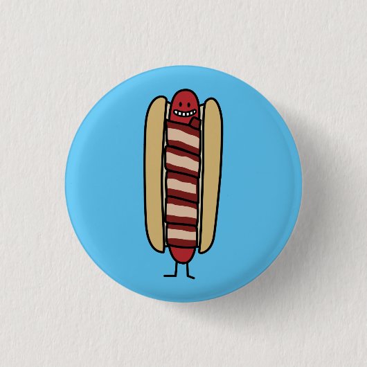 Speck eingewickelte Hotdog-Würstchen-Dackel Button (Vorderseite)