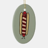 Speck eingewickelte Hotdog-Würstchen-Dackel Keramikornament (Rechts)