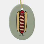 Speck eingewickelte Hotdog-Würstchen-Dackel Keramikornament (Hinten)