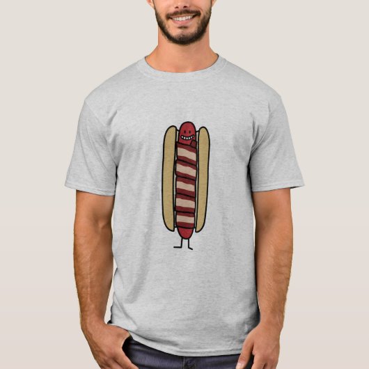 Speck eingewickelte Hotdog-Würstchen-Dackel T-Shirt (Vorderseite)