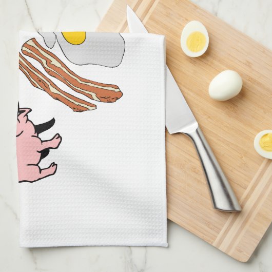 Speck und Ei-Albtraum Geschirrtuch (Viertel Falte)