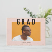 Speckborder Black Text Modern Two Foto Grad Ankündigung (Stehend Vorderseite)