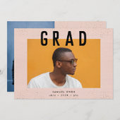 Speckborder Black Text Modern Two Foto Grad Ankündigung (Vorne/Hinten)