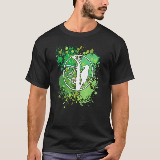 Specker im Baum auf malerische Spillen Vogelfreund T-Shirt (Vorderseite)