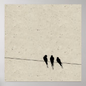 Speckle Blackbirds Silhouette auf Wire Poster (Vorne)
