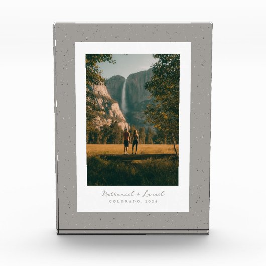 Speckle Rahmen schlicht rustikal grau Außenbereich Fotoblock (Vorderseite)