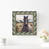 Speckled Arab Horse in Horses Foto Frame, Quadratische Wanduhr (Zuhause)