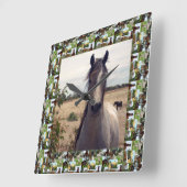 Speckled Arab Horse in Horses Foto Frame, Quadratische Wanduhr (Winkel)
