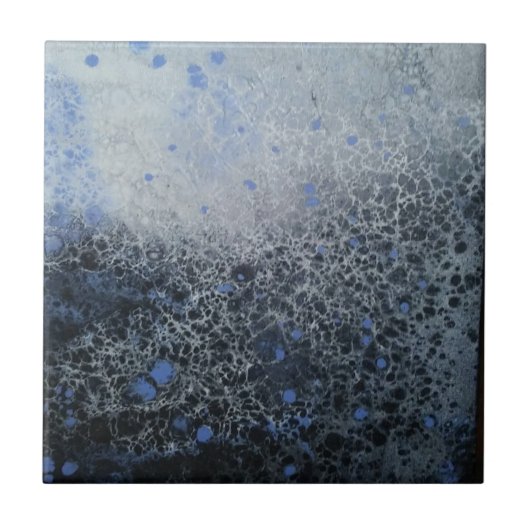 Speckled Black and Blue Ceramic Tile Fliese (Vorderseite)