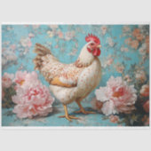 Speckled Chicken Pink Peonies Dekoupage Seidenpapier (Vorderseite)