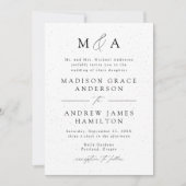 Speckled Modern Elegance Monogram Wedding Einladung (Vorderseite)