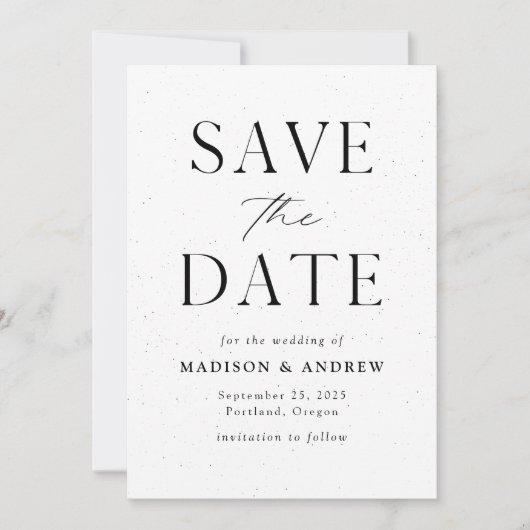 Speckled Modern Elegance QR Code Save The Date (Vorderseite)