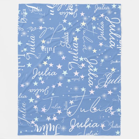 Speckled Stars on Light Blue Sky with Her Name Fleecedecke (Vorderseite)