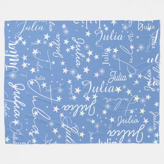 Speckled Stars on Light Blue Sky with Her Name Fleecedecke (Vorderseite (Horizontal))