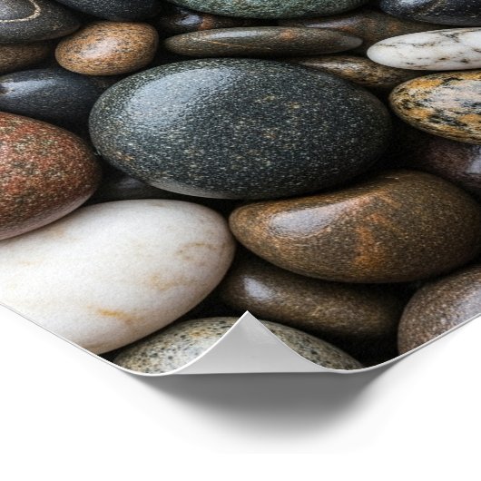 Speckled Wet River Stones Poster (Ecke)