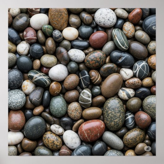 Speckled Wet River Stones Poster (Vorne)