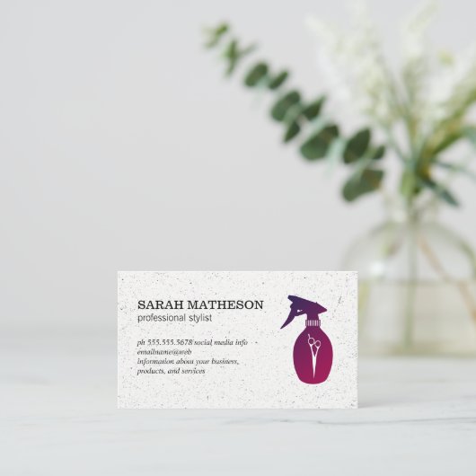 Speckling Texture Modern Salon Stylist Haarspray Visitenkarte (Stehend Vorderseite)