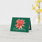 Spectacular Orange Dahlia Green Back Chic Birthday Karte (Gelbe Blume)
