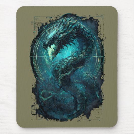 Spectral-Spule Cyberpunk-Schlange Dunkle Kunst Mousepad (Vorne)