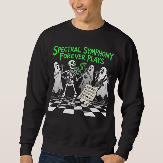Spectral Symphony Skeleton Band Spooky Art Sweatshirt (Vorderseite)