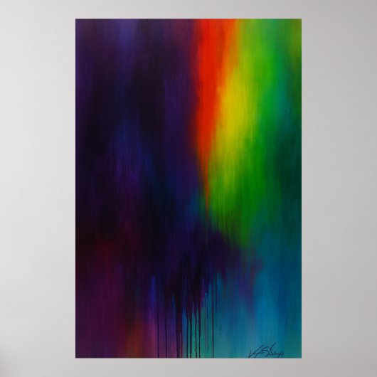 Spectrum Cascade - Abstrakte Tropfenmalerei Poster (Vorne)