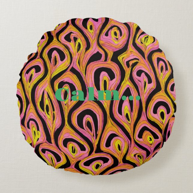 "Spectrum Splash: Rundwurfkissen mit Multicol Rundes Kissen (Vorderseite)
