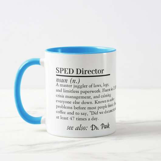 SPED-Direktor Geschenktasse mit individuellem Name Tasse (Links)