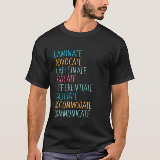 SPED Laminate Advocate Caffeinate Educational T-Shirt (Vorderseite)
