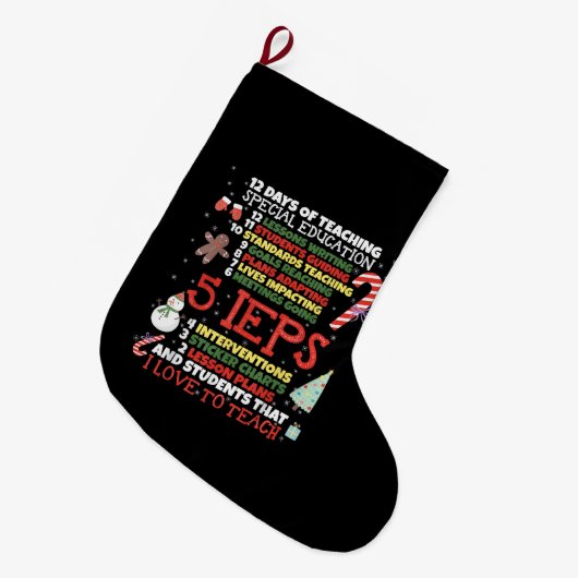 SPED School T-Shirt Funny Special Bildung Lehrer Großer Weihnachtsstrumpf (Vorderansicht (hängend))