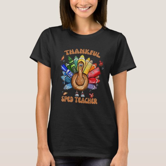 SPED Teacher School Cool Turkey Thankful Grateful T-Shirt (Vorderseite)