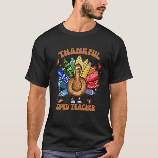 SPED Teacher School Cool Turkey Thankful Grateful  T-Shirt (Vorderseite)